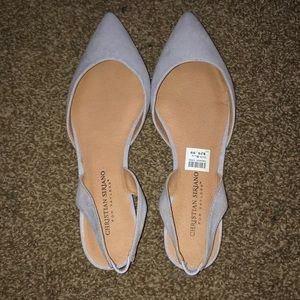 Periwinkle sling backs with a small heel